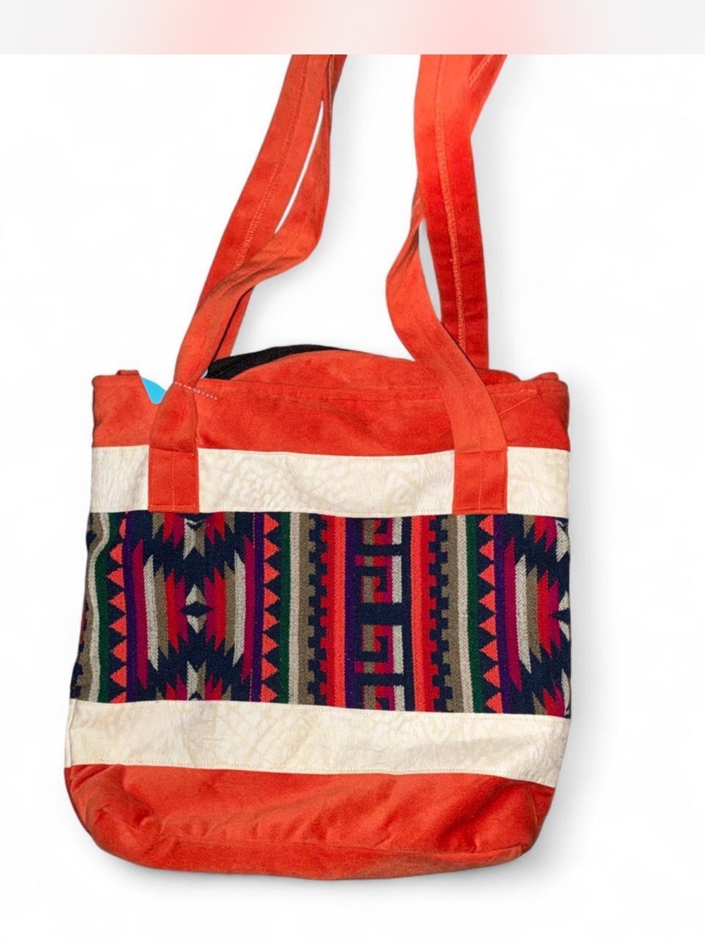 Red Orange Southwestern Pattern Canvas Tote Bag